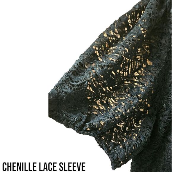 TORRID BLACK Babydoll Short Sleeve Chenille Lace SquareβNeck Blouse Plus Siz2X - Picture 6 of 16